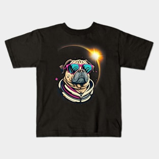 Pug Dog America 2024 Solar Eclipse Totality Accessories Kids T-Shirt